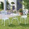 Costway 3 PCS Patio Bistro Set with Umbrella Holes Outdoor Bistro Set for Front Porch White/Green